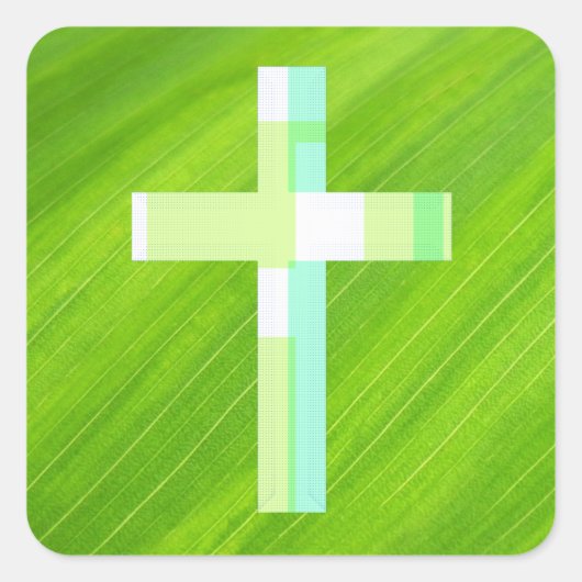 Pop Art Style Cross Green Leaf Sticker (Vorderseite)