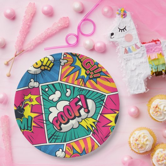 Pop Art Style - Explosionsartiges Retro-Comic Pappteller (Party)