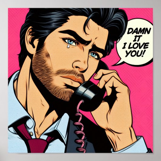 Pop art style hunky guy Poster (Vorne)