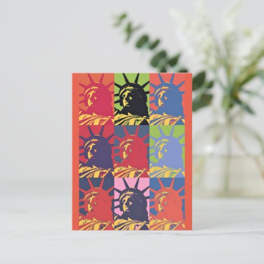 Pop Art Style Statue of Liberty Postkarte (Stehend Vorderseite)