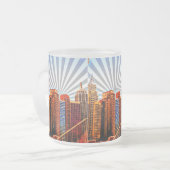 Pop Art Sunrise Skyline Mattglastasse (Vorderseite Links)