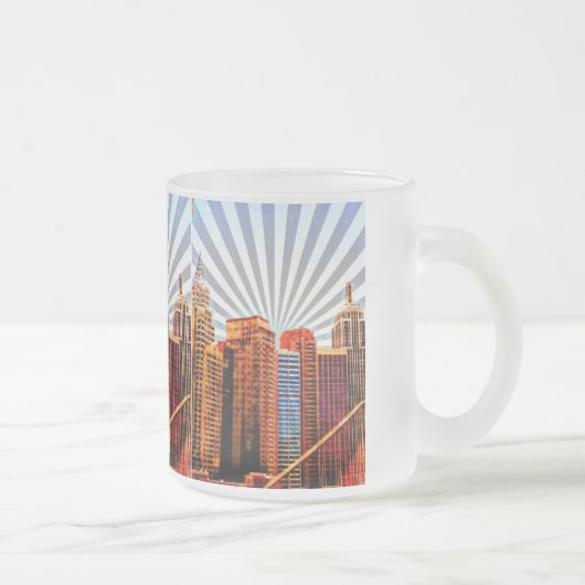 Pop Art Sunrise Skyline Mattglastasse (Rechts)