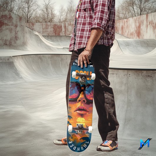 Pop Art Sunset Reflection - Lebhaftes Retro Vintag Skateboard