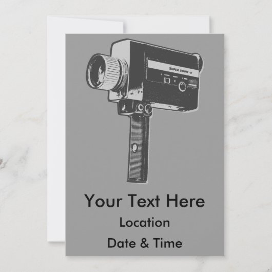 Pop Art Super 8 Filmkamera Einladung (Vorderseite)