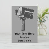 Pop Art Super 8 Filmkamera Einladung (Stehend Vorderseite)