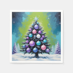 Pop Art Synthwave Weihnachten mit Acid Green Viole Serviette
