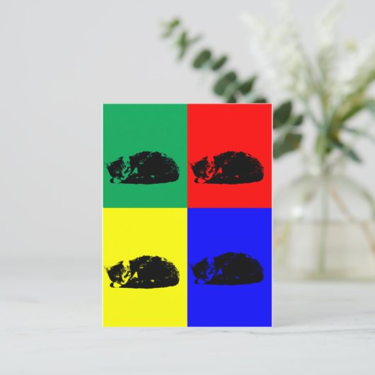 Pop Art Tabby Cat Postkarte (Stehend Vorderseite)