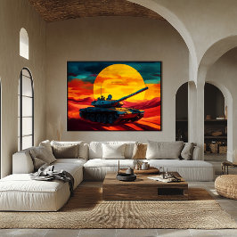 Pop Art Tank Scene Sunset - Militärische Geigen Ku Poster