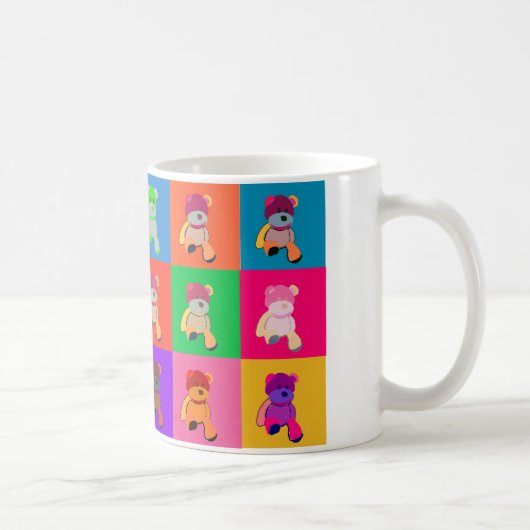 Pop Art Teddy Bear Weiß 325 ml Klassische Weiße Ta Kaffeetasse (Rechts)