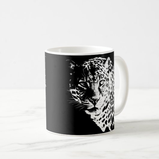 Pop Art Template Custom Leopard Gesichtstiere Kaffeetasse (VorderseiteRechts)