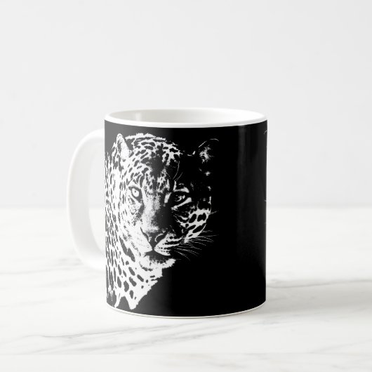 Pop Art Template Custom Leopard Gesichtstiere Kaffeetasse (Vorderseite Links)