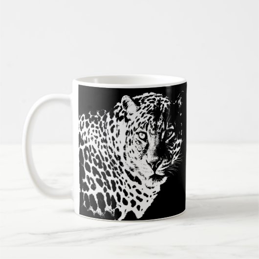 Pop Art Template Custom Leopard Gesichtstiere Kaffeetasse (Links)