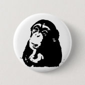 Pop Art Thinking Chimpanzee Button (Vorderseite)