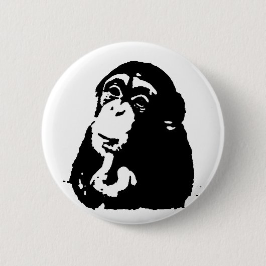 Pop Art Thinking Chimpanzee Button (Vorderseite)