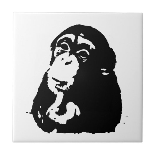 Pop Art Thinking Chimpanzee Fliese (Vorderseite)