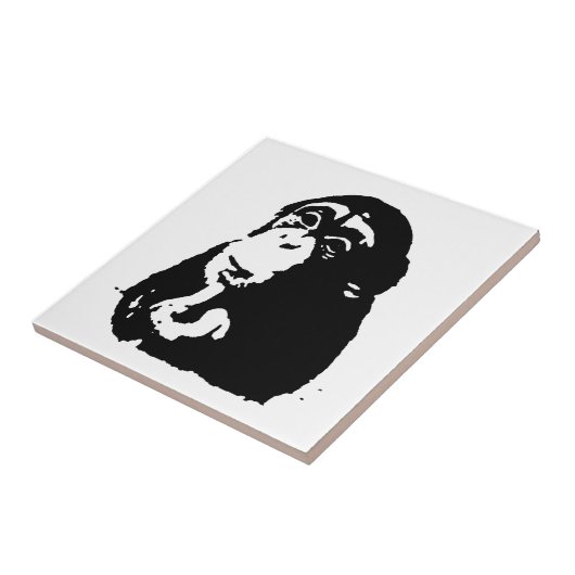 Pop Art Thinking Chimpanzee Fliese (Seite)