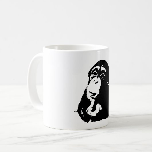 Pop Art Thinking Chimpanzee Kaffeetasse (Vorderseite Links)
