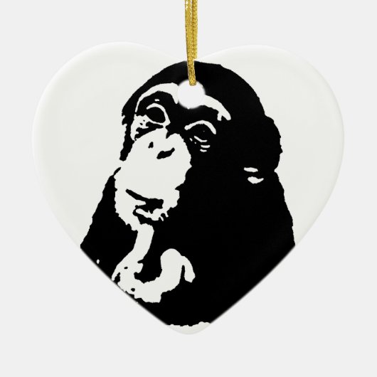 Pop Art Thinking Chimpanzee Keramik Ornament (Vorne)