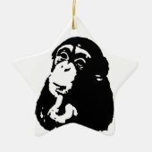 Pop Art Thinking Chimpanzee Keramikornament (Vorne)