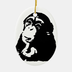 Pop Art Thinking Chimpanzee Keramikornament