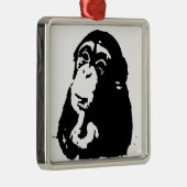 Pop Art Thinking Chimpanzee Ornament Aus Metall (Rechts)
