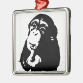 Pop Art Thinking Chimpanzee Ornament Aus Metall (Links)