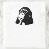 Pop Art Thinking Chimpanzee Ovaler Aufkleber (Tasche)