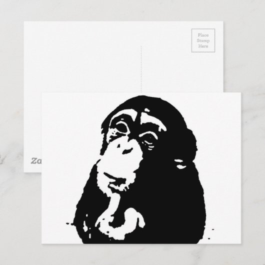 Pop Art Thinking Chimpanzee Postkarte (Vorne/Hinten)