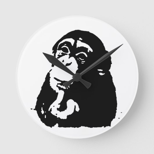 Pop Art Thinking Chimpanzee Runde Wanduhr (Vorderseite)