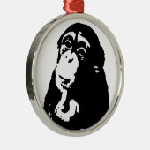 Pop Art Thinking Chimpanzee Silbernes Ornament (Rechts)
