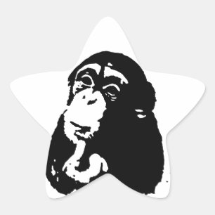 Pop Art Thinking Chimpanzee Stern-Aufkleber