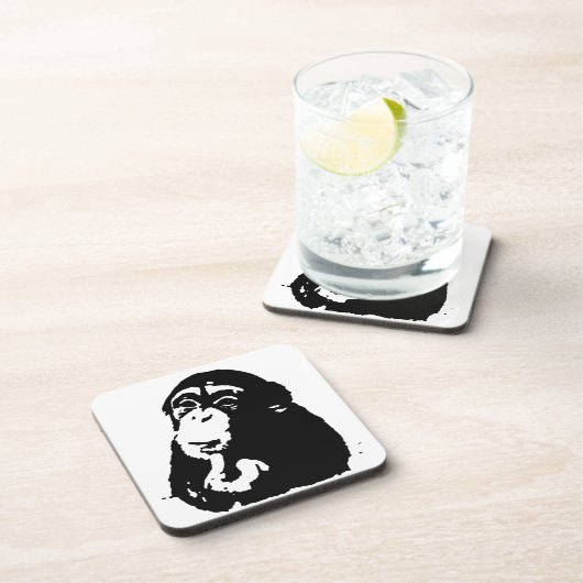 Pop Art Thinking Chimpanzee Untersetzer (Rechte Seite)