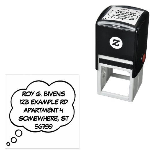 Pop Art Thought Bubble Comic Strip Rücksendeadress Permastempel (Beispiel)