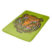Pop Art TIGER HEAD + Ihr Backgr. Ideen Badematte (Schrägansicht)