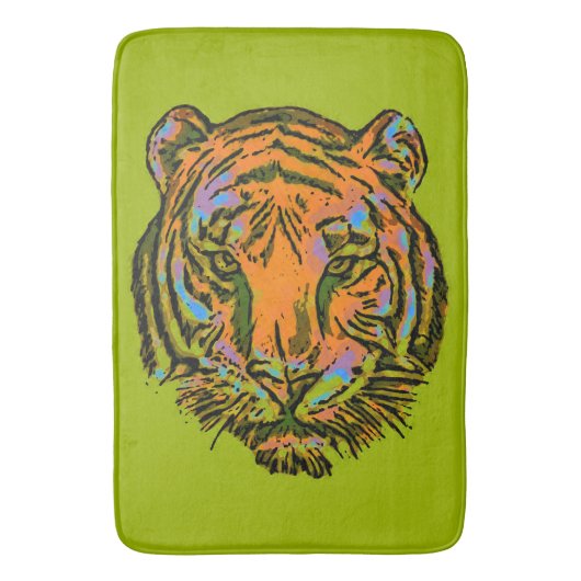 Pop Art TIGER HEAD + Ihr Backgr. Ideen Badematte (Vorderseite Vertikal)