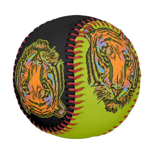 Pop Art TIGER HEAD + Ihr Backgr. Ideen Baseball (Schrägansicht)