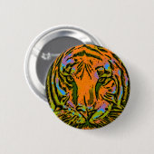 Pop Art TIGER HEAD + Ihr Backgr. Ideen Button (Vorne & Hinten)