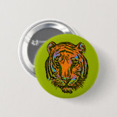 Pop Art TIGER HEAD + Ihr Backgr. Ideen Button (Vorne & Hinten)