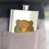 Pop Art TIGER HEAD + Ihr Backgr. Ideen Flachmann (Beispiel)