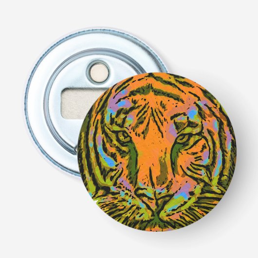 Pop Art TIGER HEAD + Ihr Backgr. Ideen Flaschenöffner (Vorderseite)