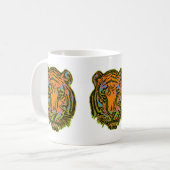Pop Art TIGER HEAD + Ihr Backgr. Ideen Kaffeetasse (Vorderseite Links)