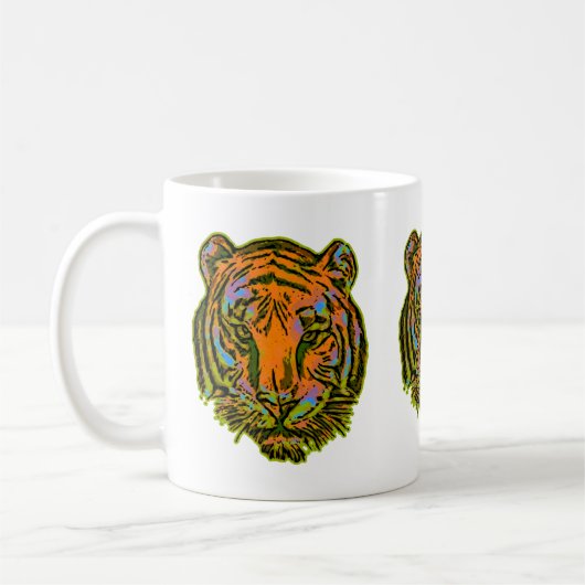 Pop Art TIGER HEAD + Ihr Backgr. Ideen Kaffeetasse (Links)