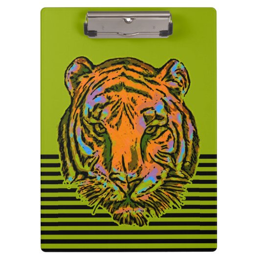 Pop Art TIGER HEAD + Ihr Backgr. Ideen Klemmbrett (Vorderseite)