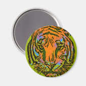 Pop Art TIGER HEAD + Ihr Backgr. Ideen Magnet (Vorderseite/Rückseite)
