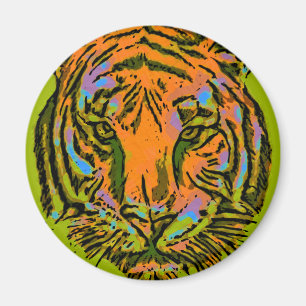Pop Art TIGER HEAD + Ihr Backgr. Ideen Magnet