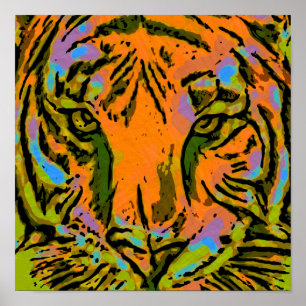 Pop Art TIGER HEAD + Ihr Backgr. Ideen Poster