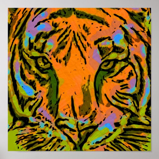 Pop Art TIGER HEAD + Ihr Backgr. Ideen Poster (Vorne)