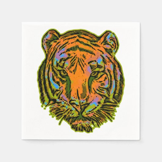 Pop Art TIGER HEAD + Ihr Backgr. Ideen Serviette (Vorderseite)