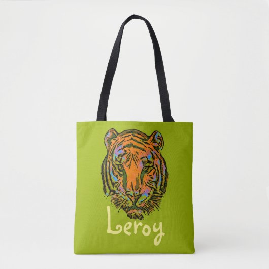 Pop Art TIGER HEAD + Ihr Backgr. Ideen Tasche (Vorderseite)