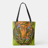 Pop Art TIGER HEAD + Ihr Backgr. Ideen Tasche (Rückseite)